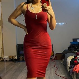 Red backless dress